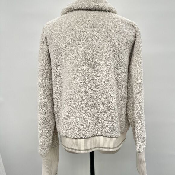 Athleta Fleece Jacket XL Tugga Sherpa Ivory Cream Full Zip Cozy Teddy Pockets - Picture 4 of 15